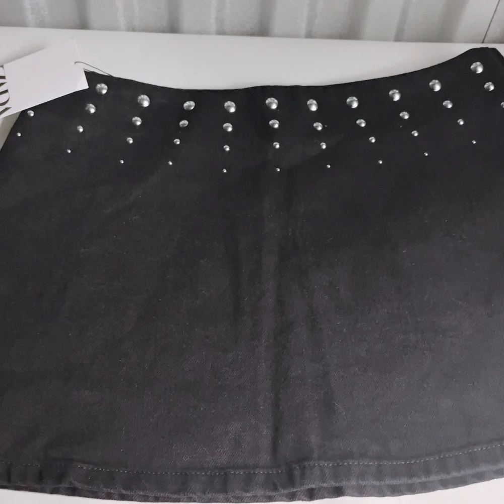 Zara Denim Black Studded Skirt - Picture 5 of 6